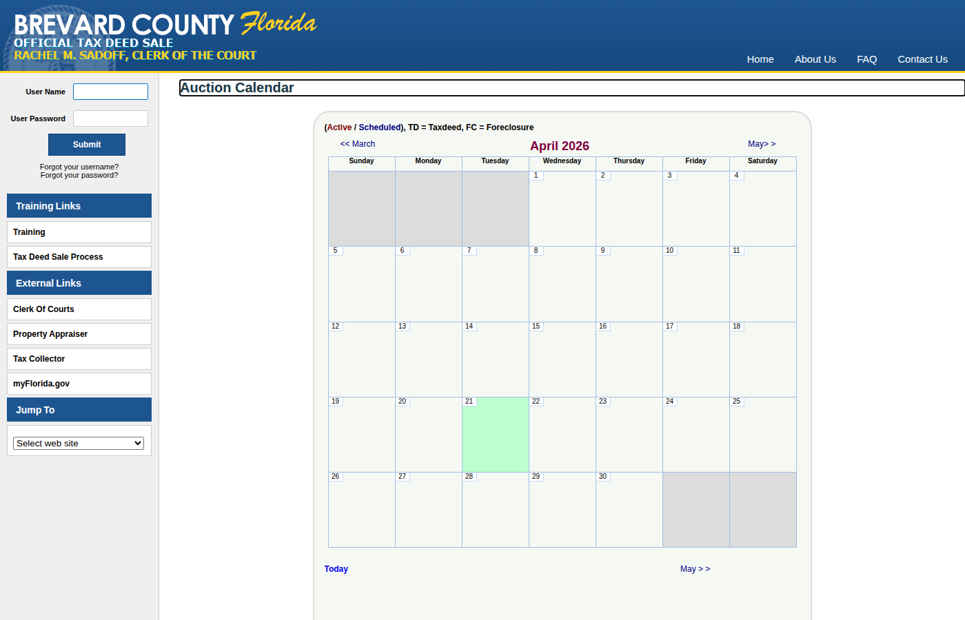 Step 1: Go to the Brevard County Auction Calendar