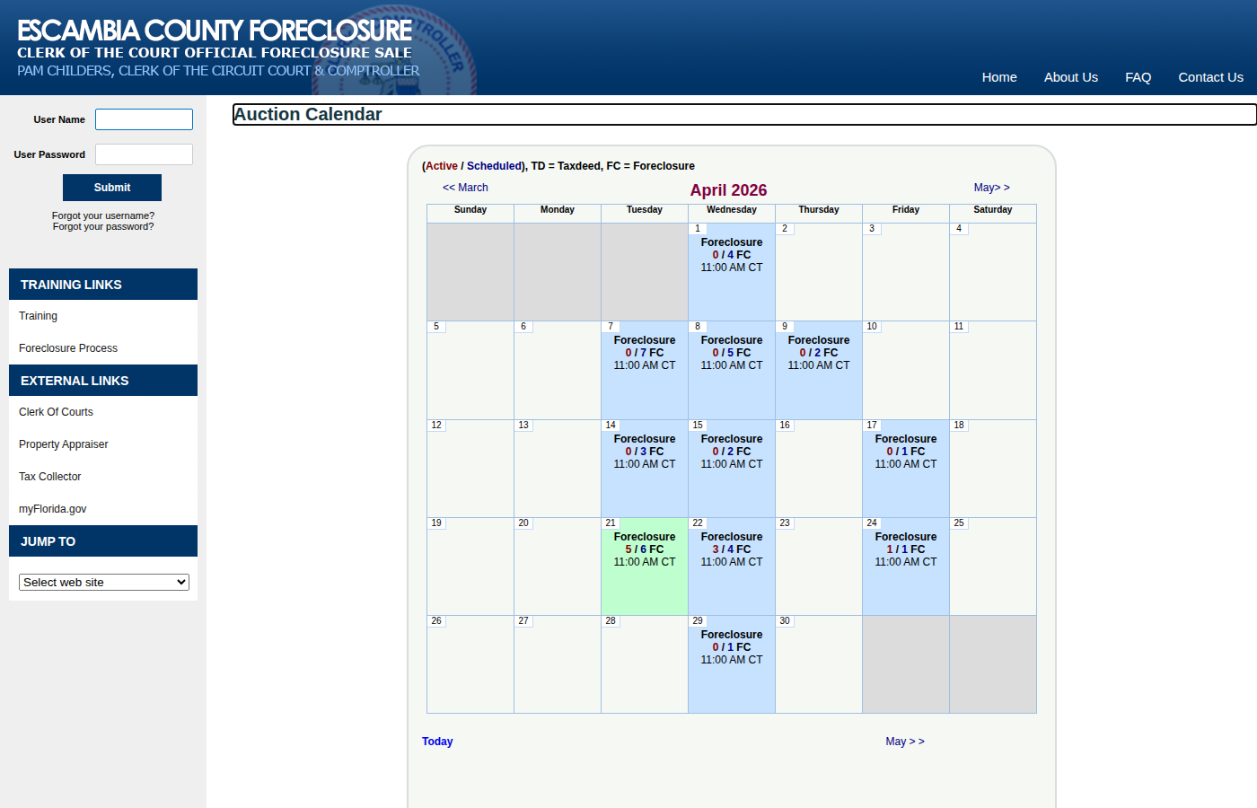 Step 1: Go to the Escambia County Auction Calendar