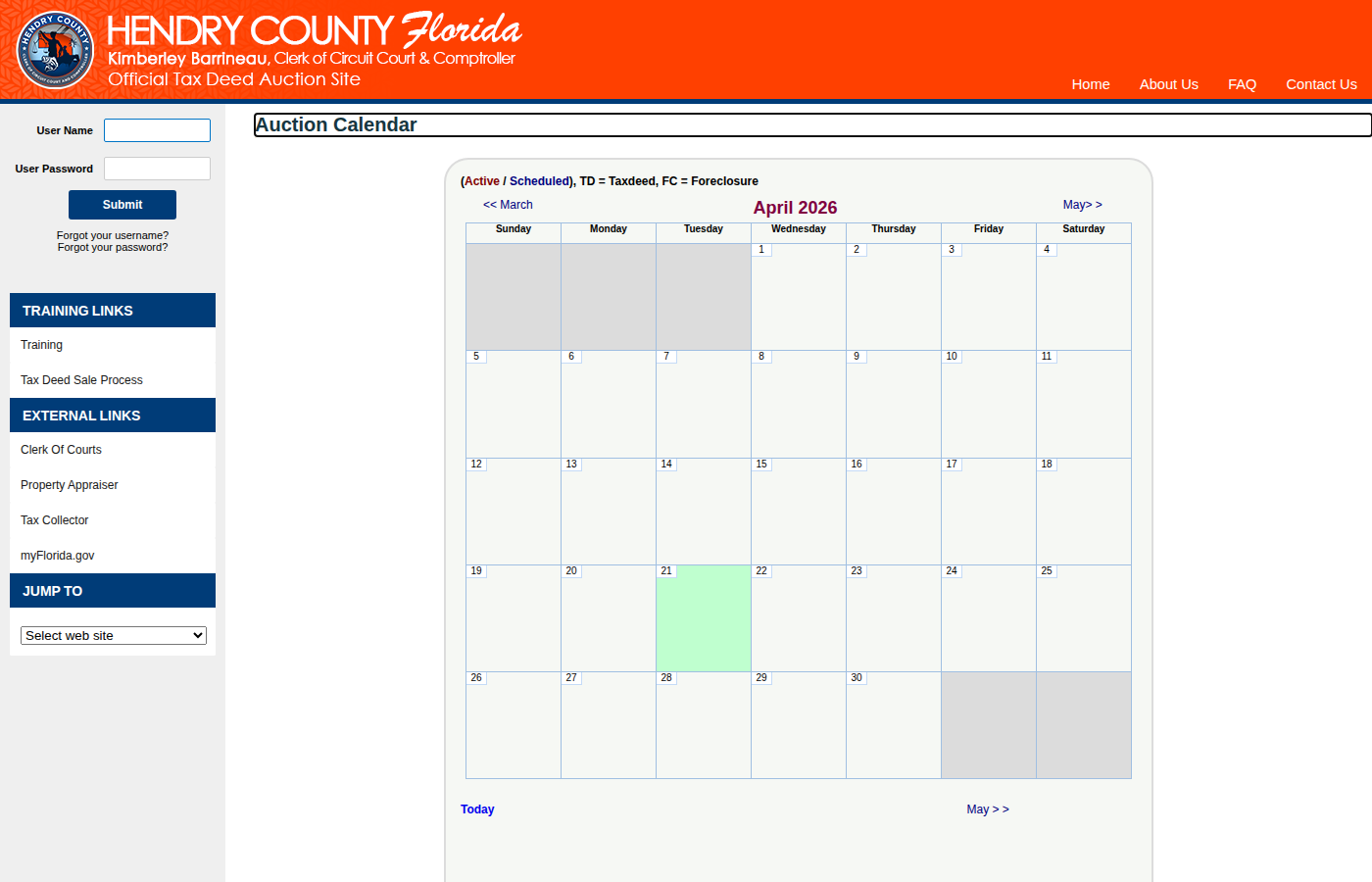 Step 1: Go to the Hendry County Auction Calendar