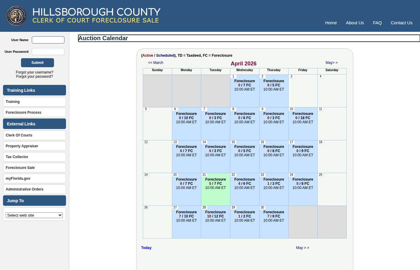 Step 1: Go to the Hillsborough County Auction Calendar