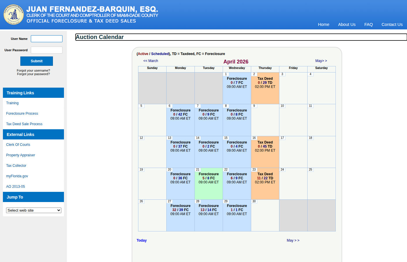 Step 1: Go to the Miami-Dade County Auction Calendar