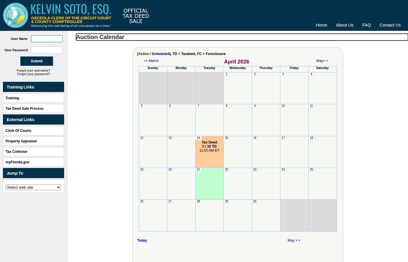 Step 1: Go to the Osceola County Auction Calendar