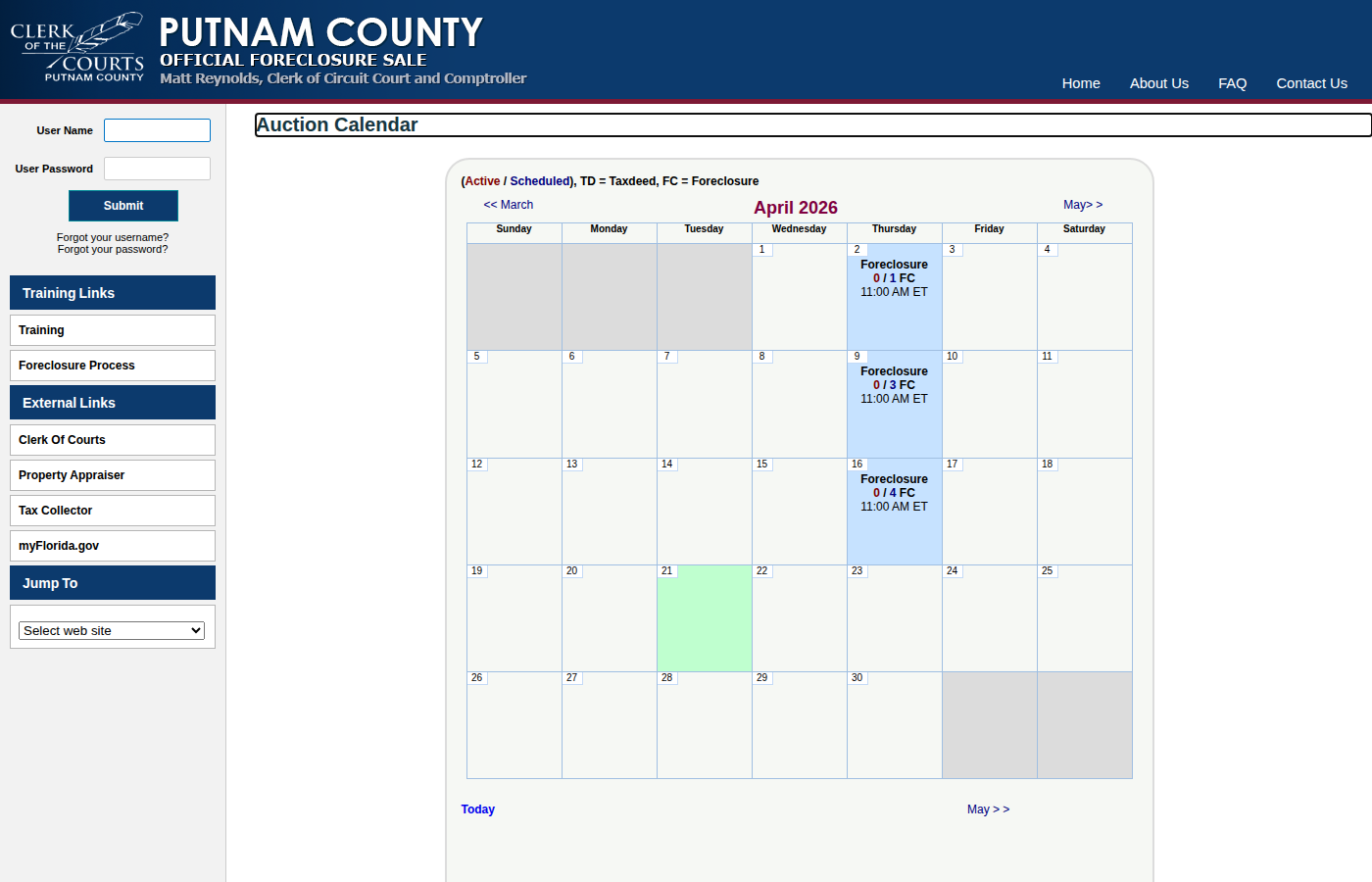 Step 1: Go to the Putnam County Auction Calendar