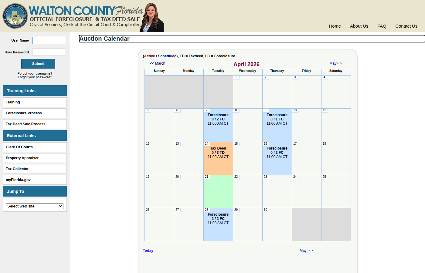 Step 1: Go to the Walton County Auction Calendar