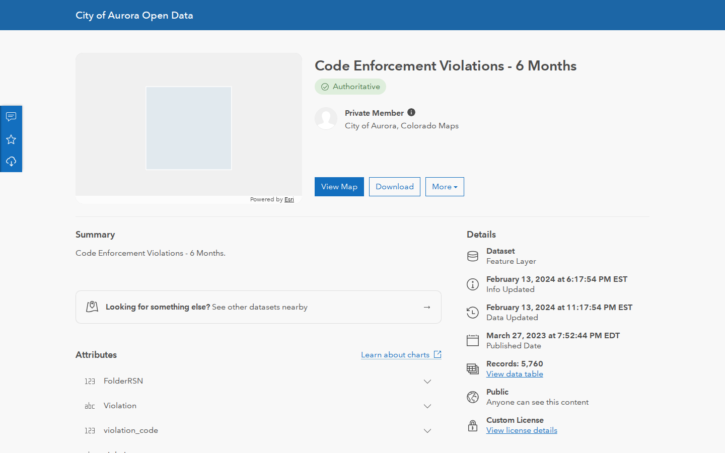 Step 2: Find the code enforcement dataset — Adams County, Colorado code violations