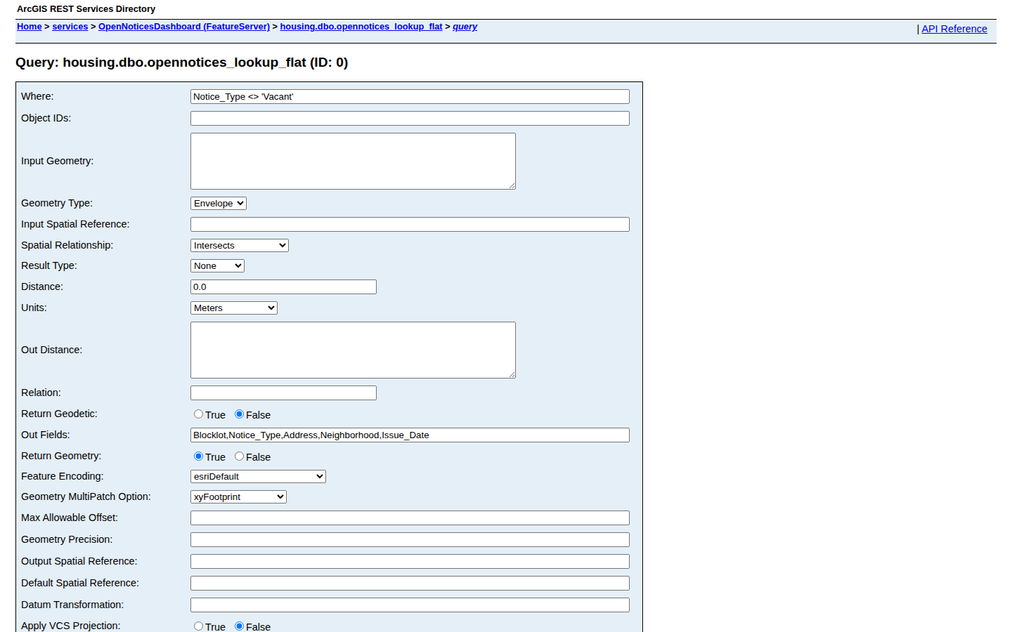 Step 2: Open the Query page — Baltimore City, Maryland open property notices