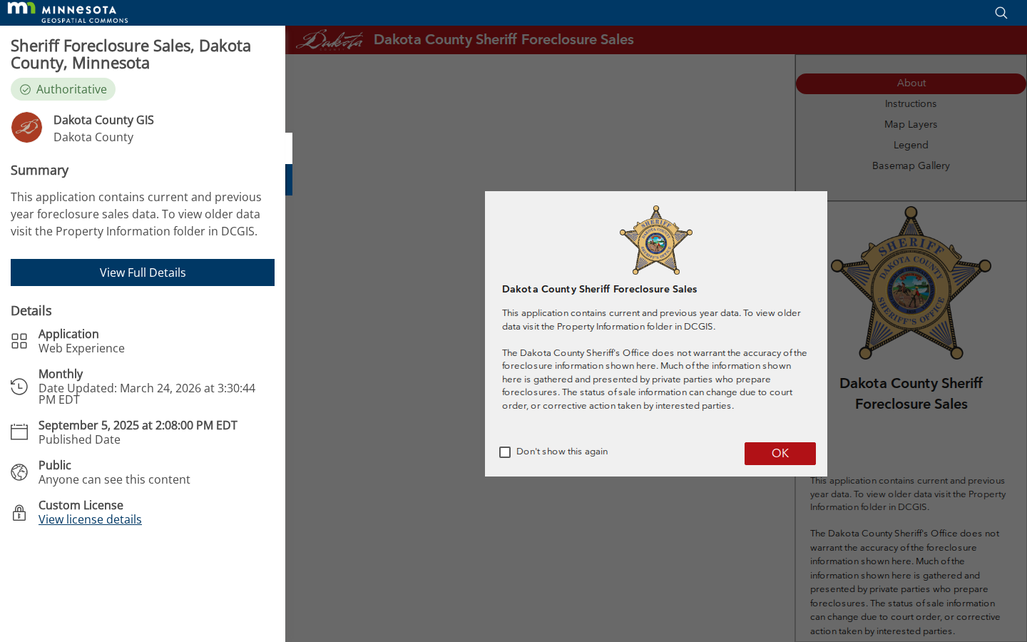 Step 3: View the data table — Dakota County, Minnesota foreclosure