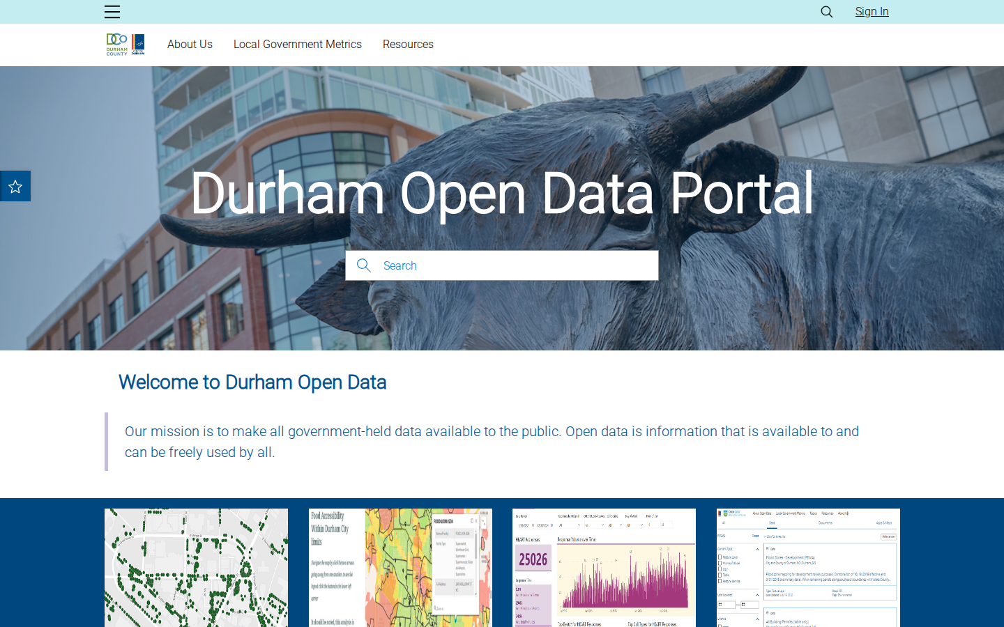 Step 1: Go to the Durham Open Data Portal — Durham County, North Carolina code violations