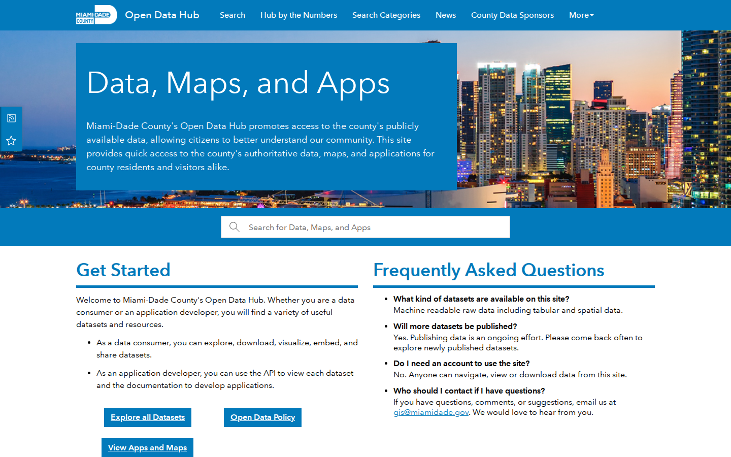 Step 1: Go to the Miami-Dade Open Data Hub — Miami-Dade County, Florida code violations