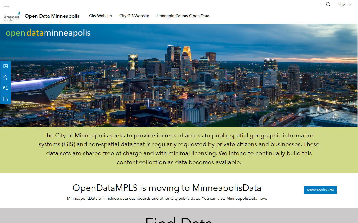 Step 1: Go to Open Data Minneapolis — Hennepin County, Minnesota code violations