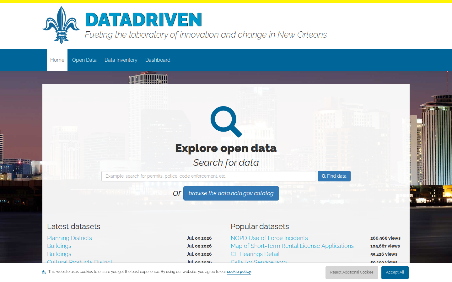 Step 1: Go to the New Orleans Open Data Portal — Orleans Parish, Louisiana code violations
