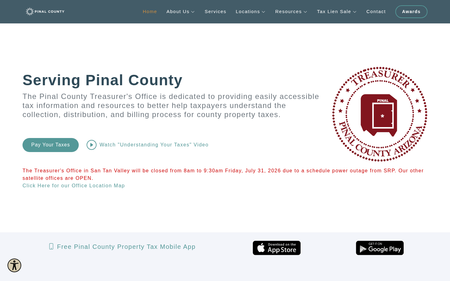 Step 1: Go to the Pinal County Treasurer — Pinal County, Arizona tax delinquent
