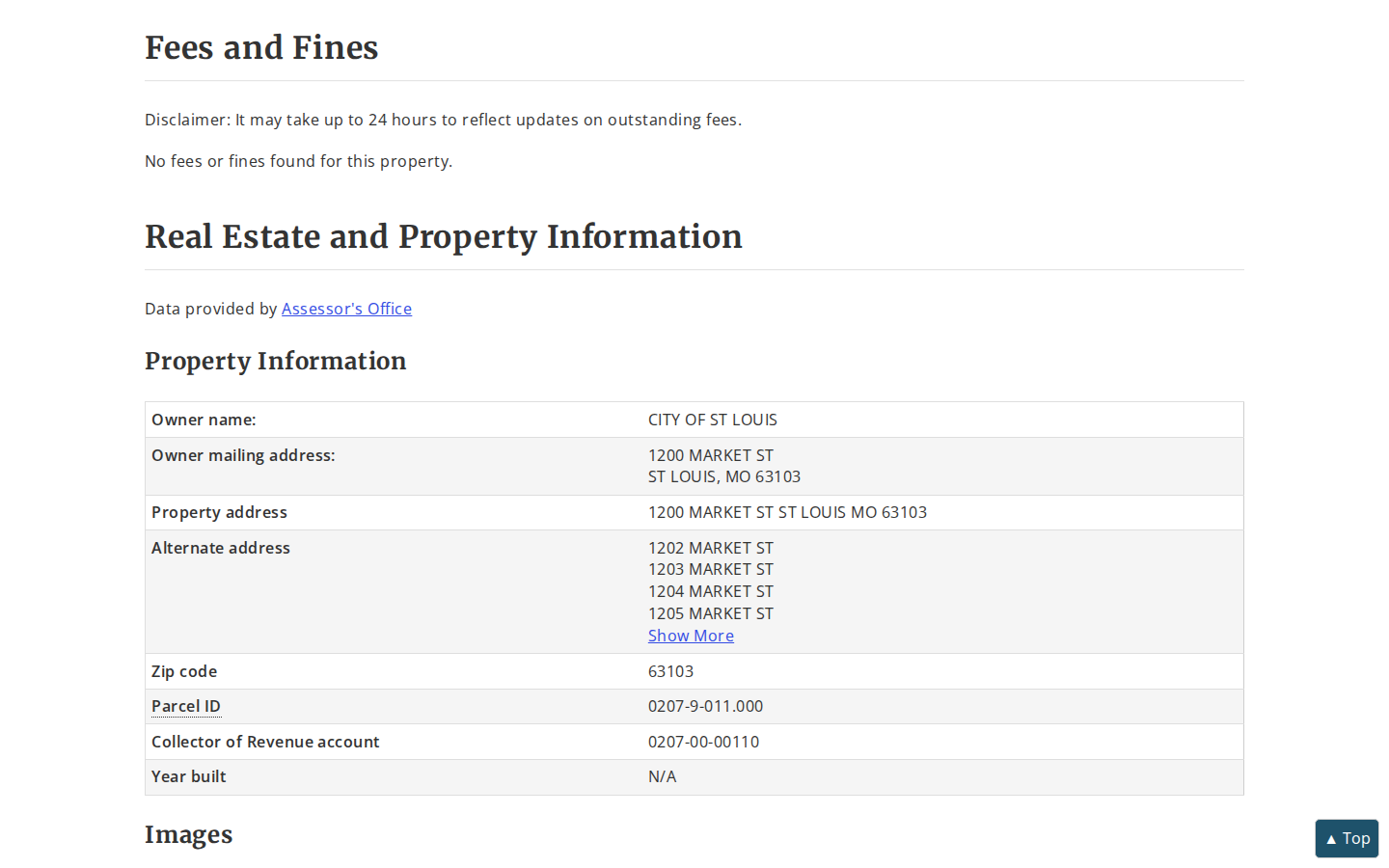 Step 4: Check fees billed to the parcel — St. Louis City, Missouri parcel fees