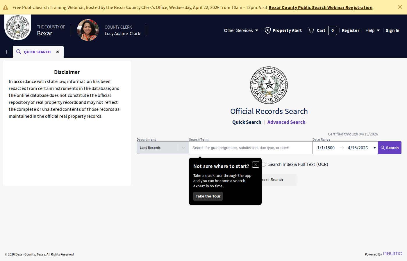 Step 1: Go to Bexar County Public Search